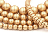 Gold Wood Beads 6mm, 8mm, 10mm, 12mm 16mm Round Gold Wood Rondelle 8x4mm -16 inch strand
